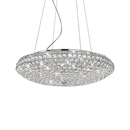 IDEAL LUX KING SP12 SOSPENSIONE A CRISTALLI INCASTONATI IN STRUTTURA AD ALVEARE CROMATA 12x40W G9