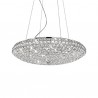 IDEAL LUX KING SP12 SOSPENSIONE A CRISTALLI INCASTONATI IN STRUTTURA AD ALVEARE CROMATA 9x40W G9
