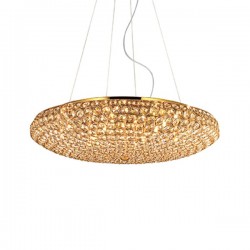 IDEAL LUX KING SP12 SOSPENSIONE A CRISTALLI INCASTONATI IN STRUTTURA AD ALVEARE CROMATA 12x40W G9