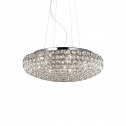 IDEAL LUX KING SP7 SOSPENSIONE A CRISTALLI INCASTONATI IN STRUTTURA AD ALVEARE CROMATA 7x40W G9