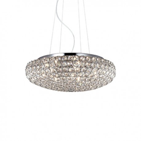 IDEAL LUX KING SP7 SOSPENSIONE A CRISTALLI INCASTONATI IN STRUTTURA AD ALVEARE CROMATA 7x40W G9