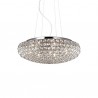 IDEAL LUX KING SP7 SOSPENSIONE A CRISTALLI INCASTONATI IN STRUTTURA AD ALVEARE CROMATA 7x40W G9