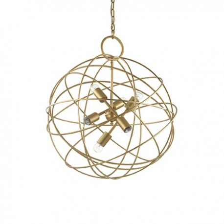 IDEAL LUX KONSE SP6 SOSPENSIONE IN METALLO RIFINITA  IN ORO SCURO SATINATO 6x60W