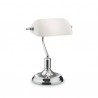 IDEAL LUX LAWYER TL1 LAMPADA DA TAVOLO CROMATA CON DIFFUSORE IN VETRO SOFFIATO INCAMICIATO 60W