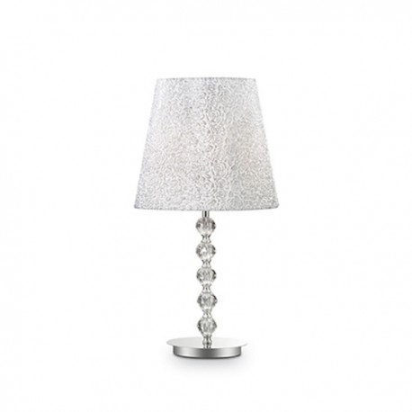 IDEAL LUX LE ROY TL1 BIG LAMPADA DA TAVOLO CROMATA CON ELEMENTI IN CRISTALLO E PARALUME BRILLANTINATO 60W