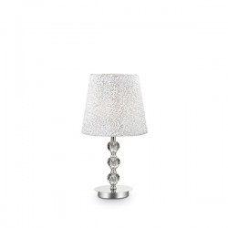 IDEAL LUX LE ROY TL1 MEDIUM LAMPADA DA TAVOLO CROMATA CON ELEMENTI IN CRISTALLO E PARALUME BRILLANTINATO 60W