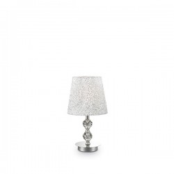 IDEAL LUX LE ROY TL1 SMALL LAMPADA DA TAVOLO CROMATA CON ELEMENTI IN CRISTALLO E PARALUME BRILLANTINATO 60W