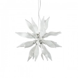 IDEAL LUX LEAVES SP8 SOSPENSIONE IN METALLO E VETRO SOFFIATO MODELLATO A MANO 8x40W G9