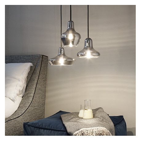 IDEAL LUX LIDO-1 SP1 SOSPENSIONE IN METALLO CON DIFFUSORE IN VETRO FUME' 1x15W G9