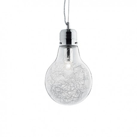 IDEAL LUX LUCE MAX SP1 SMALL SOSPENSIONE CON DIFFUSORE IN VETRO E FILO INTERNO IN ALLUMINIO 60W E27