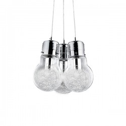 IDEAL LUX LUCE MAX SP3 SMALL SOSPENSIONE CON DIFFUSORE IN VETRO E FILO INTERNO IN ALLUMINIO 60W E27