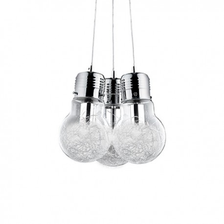 IDEAL LUX LUCE MAX SP3 SMALL SOSPENSIONE CON DIFFUSORE IN VETRO E FILO INTERNO IN ALLUMINIO 60W E27