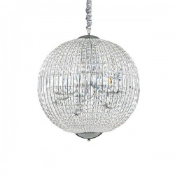 IDEAL LUX LUXOR SP12 SOSPENSIONE CROMATA CON DECORAZIONI IN  CRISTALLO MOLATO 12x40W  G9