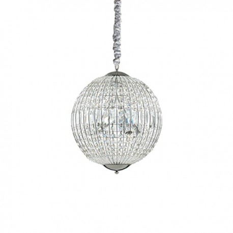IDEAL LUX LUXOR SP6 SOSPENSIONE CROMATA CON DECORAZIONI IN  CRISTALLO MOLATO 6x40W  G9