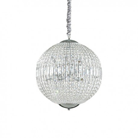 IDEAL LUX LUXOR SP8 SOSPENSIONE CROMATA CON DECORAZIONI IN  CRISTALLO MOLATO 8x40W  G9