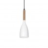 IDEAL LUX MANHATTAN SP1 SOSPENSIONE IN METALLO BIANCO RIFINITO IN LEGNO NATURALE 40W E14