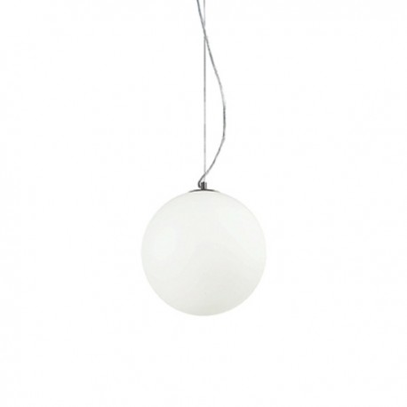 IDEAL LUX MAPA BIANCO SP1 D30 SOSPENSIONE CROMATA CON DIFFUSORE IN VETRO BIANCO SOFFIATO E ACIDATO 60W 