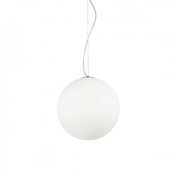 IDEAL LUX MAPA BIANCO SP1 D40 SOSPENSIONE CROMATA CON DIFFUSORE IN VETRO BIANCO SOFFIATO E ACIDATO 60W 