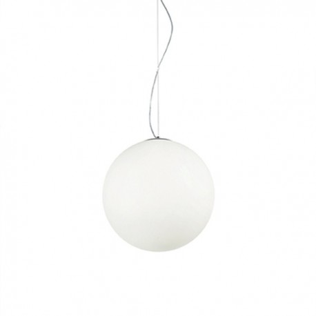 IDEAL LUX MAPA BIANCO SP1 D40 SOSPENSIONE CROMATA CON DIFFUSORE IN VETRO BIANCO SOFFIATO E ACIDATO 60W 