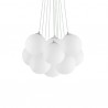 IDEAL LUX MAPA BIANCO SP11 SOSPENSIONE CROMATA CON DIFFUSORI IN VETRO BIANCO SOFFIATO E ACIDATO 11x40W E14