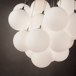 IDEAL LUX MAPA BIANCO SP22 SOSPENSIONE CROMATA CON DIFFUSORI IN VETRO BIANCO SOFFIATO E ACIDATO 22x40W E14
