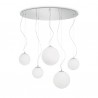 IDEAL LUX MAPA BIANCO SP5 SOSPENSIONE CROMATA CON DIFFUSORI IN VETRO BIANCO SOFFIATO E ACIDATO 5x60W E27