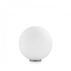 IDEAL LUX MAPA BIANCO TL1 D30 LAMPADA DA TAVOLO CROMATA CON DIFFUSORE IN VETRO BIANCO SOFFIATO E ACIDATO 60W E27