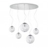 IDEAL LUX MAPA MAX SP5 SOSPENSIONE CROMO CON DECORAZIONE IN ALLUMINIO INTERNA AI DIFFUSORI 5x60W