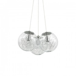 IDEAL LUX MAPA SAT SP3 SOSPENSIONE NICKEL CON DIFFUSORE CON DECORO INTERNO IN ALLUMINIO 