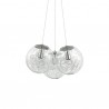 IDEAL LUX MAPA SAT SP3 SOSPENSIONE NICKEL CON DIFFUSORE CON DECORO INTERNO IN ALLUMINIO 