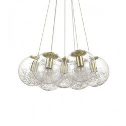 IDEAL LUX MAPA SAT SP7 SOSPENSIONE OTTONE CON DIFFUSORE CON DECORO INTERNO IN ALLUMINIO