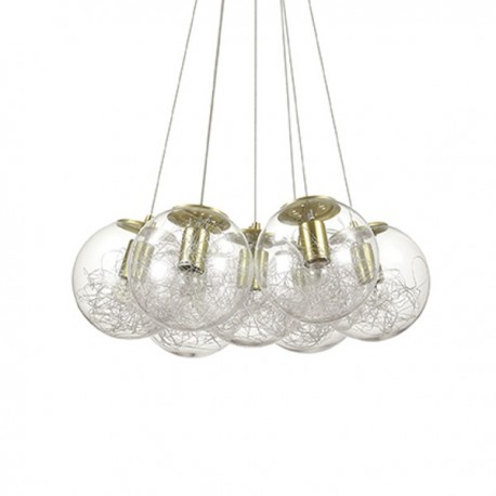 IDEAL LUX MAPA SAT SP7 SOSPENSIONE OTTONE CON DIFFUSORE CON DECORO INTERNO IN ALLUMINIO