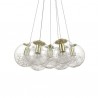IDEAL LUX MAPA SAT SP7 SOSPENSIONE OTTONE CON DIFFUSORE CON DECORO INTERNO IN ALLUMINIO