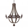 IDEAL LUX MILLENNIUM SP8 SOSPENSIONE IN METALLO COLOR RUGGINE CON ELEMENTI  IN LEGNO 8x40W