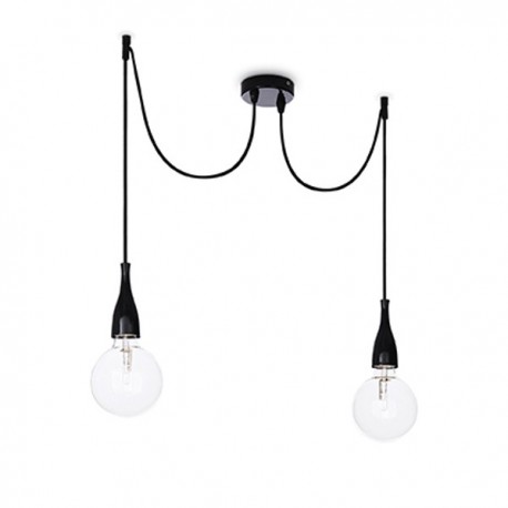 IDEAL LUX MINIMAL SP2 SOSPENSIONE IN METALLO RIFINITO NERO OPACO 2x60W E27