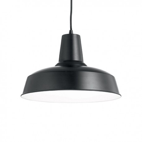 IDEAL LUX MOBY SP1 SOSPENSIONE NERA CON DIFFUSORE IN METALLO ED INTERNO BIANCO 60W