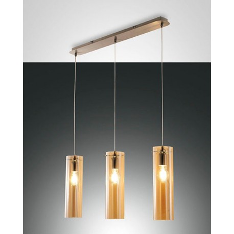 FABAS LUCE 3480-47-125 | SINTESI SOSPENSIONE IN VETRO BOROSILICATO COLOR AMBRA  E27 3x60W