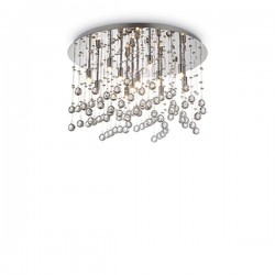 IDEAL LUX MOONLIGHT PL12 PLAFONIERA IN METALLO CON FINITURA CROMO E PENDAGLI IN CRISTALLO 12x40W G9