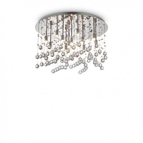 IDEAL LUX MOONLIGHT PL12 PLAFONIERA IN METALLO CON FINITURA CROMO E PENDAGLI IN CRISTALLO 12x40W G9