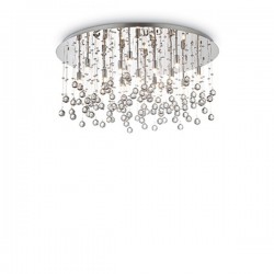 IDEAL LUX MOONLIGHT PL15 PLAFONIERA IN METALLO FINITURA CROMO E PENDAGLI IN CRISTALLO 15x40W G9