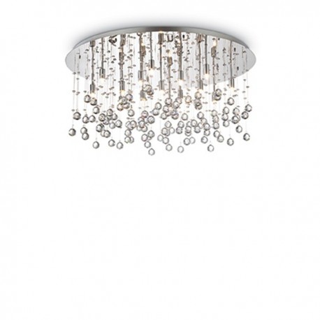 IDEAL LUX MOONLIGHT PL15 PLAFONIERA IN METALLO FINITURA CROMO E PENDAGLI IN CRISTALLO 15x40W G9