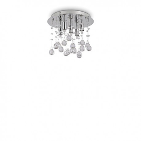 IDEAL LUX MOONLIGHT PL5 PLAFONIERA IN METALLO FINITURA CROMO E PENDAGLI IN CRISTALLO 5x40W G9