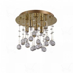 IDEAL LUX MOONLIGHT PL5 PLAFONIERA IN METALLO FINITURA ORO E PENDAGLI IN CRISTALLO 5x40W G9