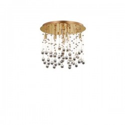 IDEAL LUX MOONLIGHT PL8 PLAFONIERA IN METALLO FINITURA ORO E PENDAGLI IN CRISTALLO 5x40W G9