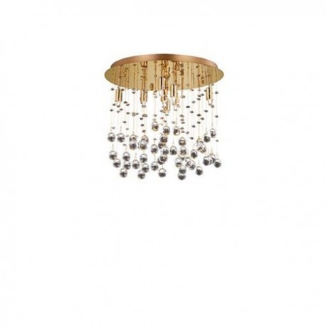 IDEAL LUX MOONLIGHT PL8 PLAFONIERA IN METALLO FINITURA ORO E PENDAGLI IN CRISTALLO 5x40W G9