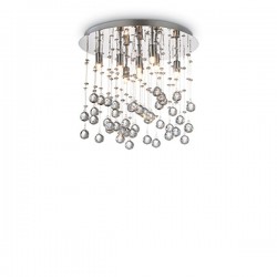 IDEAL LUX MOONLIGHT PL8 PLAFONIERA IN METALLO FINITURA CROMO E PENDAGLI IN CRISTALLO 5x40W G9