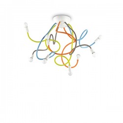 IDEAL LUX MULTIFLEX PL8 PLAFONIERA IN METALLO VERNICIATO CON BRACCI FLESSIBILI COLORATI 8x40W E14