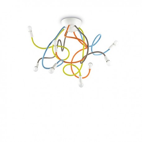 IDEAL LUX MULTIFLEX PL8 PLAFONIERA IN METALLO VERNICIATO CON BRACCI FLESSIBILI COLORATI 8x40W E14