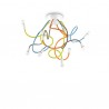 IDEAL LUX MULTIFLEX PL8 PLAFONIERA IN METALLO VERNICIATO CON BRACCI FLESSIBILI COLORATI 8x40W E14