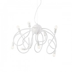 IDEAL LUX MULTIFLEX SP8 SOSPENSIONE IN METALLO VERNICIATO CON BRACCI FLESSIBILI BIANCHI 8x40W E14